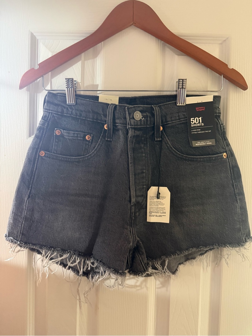 Levi's Black Washed 501 Cutoff Jean Shorts